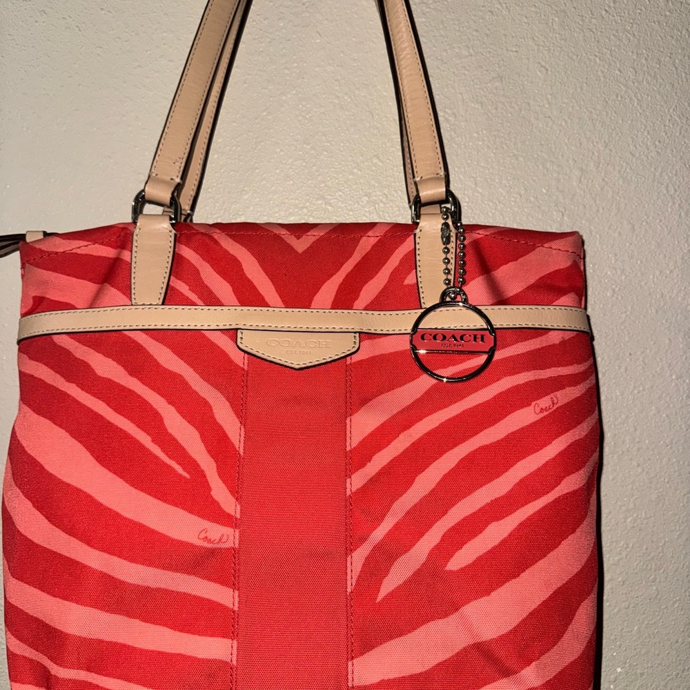 Coach Orange and Tan Zebra Tote